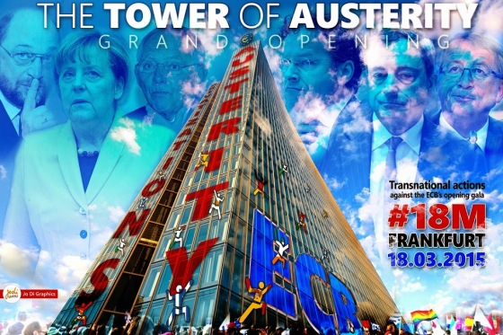 ECB-18M-2 THE TOWER OF AUSTERITY #18M #BLOCKUPY #FRANKFURT