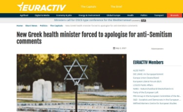New Greek health minister forced to apologise for anti-Semitism comments